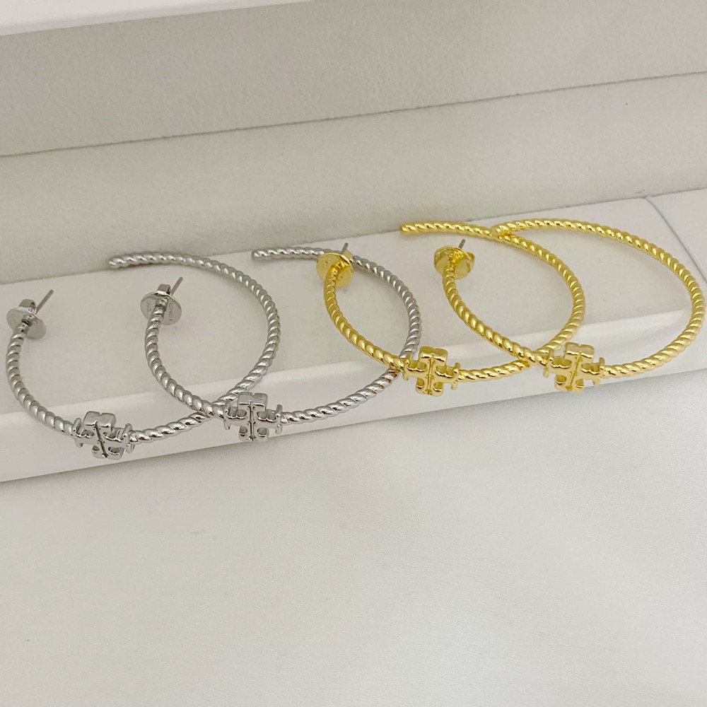 Tory Burch Spiral Twist Letter Earrings